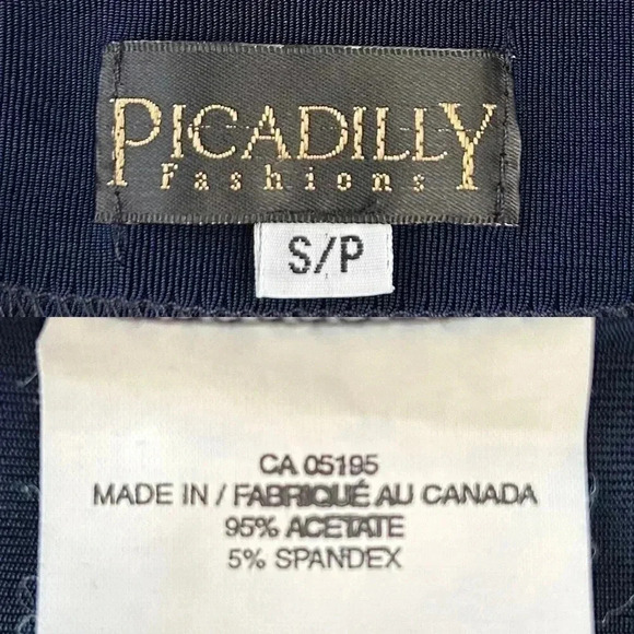 Picadilly Jersey Cardigan Open Front Draped Knit Blazer Jacket Navy Blue Small - Picture 11 of 13